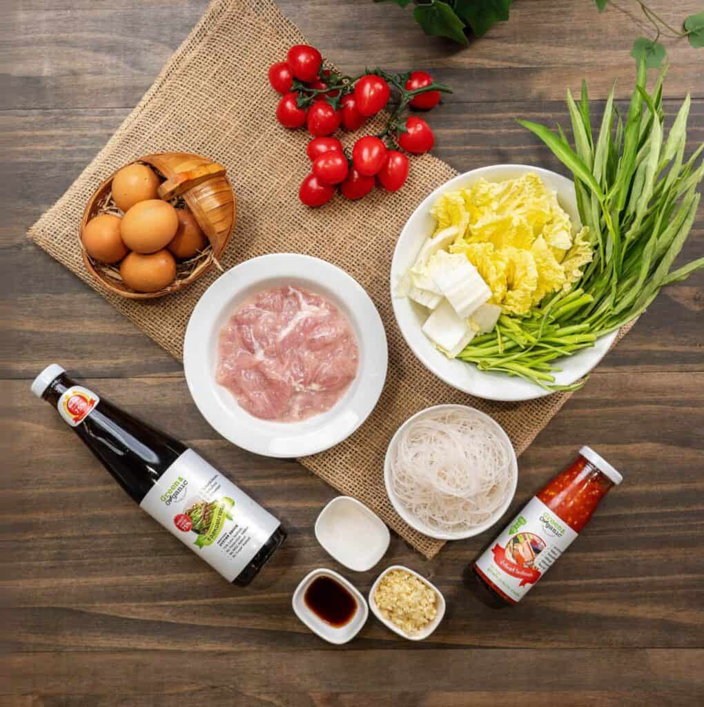 Fresh organic vegetables and ingredients for healthy cooking.